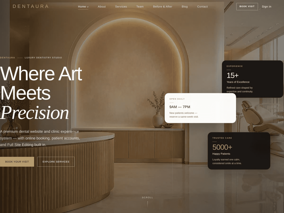 Dentaura theme homepage preview
